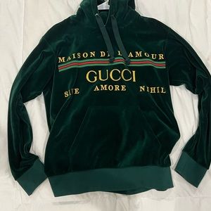 Gucci Oversize Embroidered Velour Hoodie